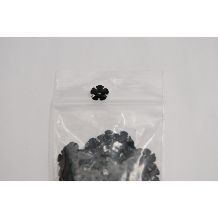 Sequins, black flowers, 10 mm (LO003)