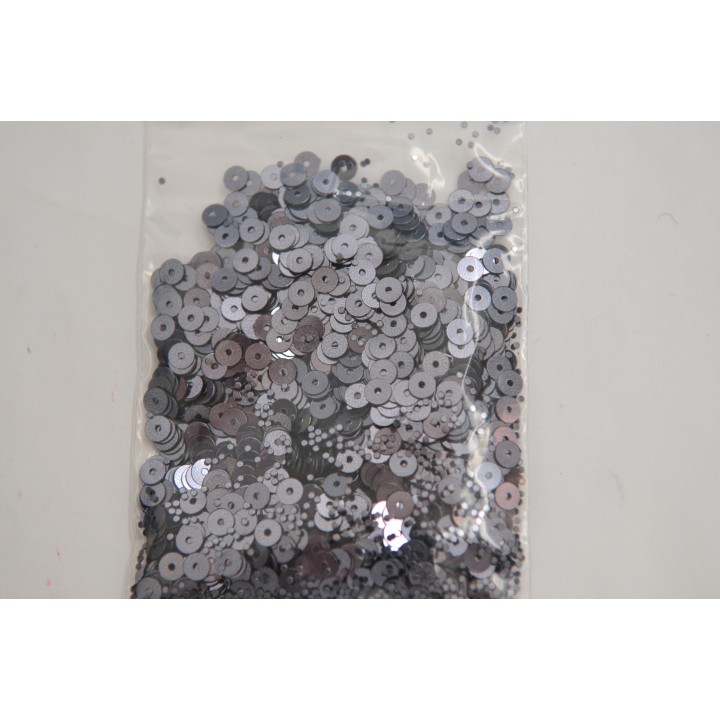 Sequins, grey rounds, 3 mm (LO014)