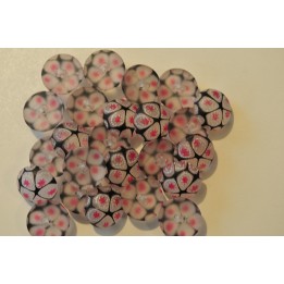 Bouton bombé noir-blanc-rouge (J001)