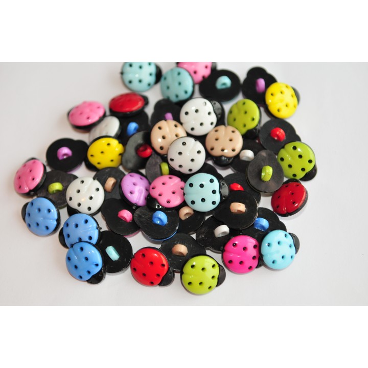 Boutons coccinelle, dos noir (NB002)