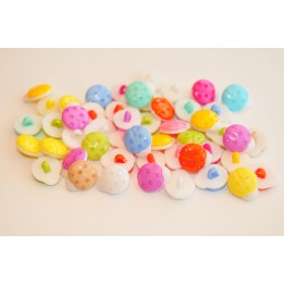 Ladybird buttons, white back (NB002)